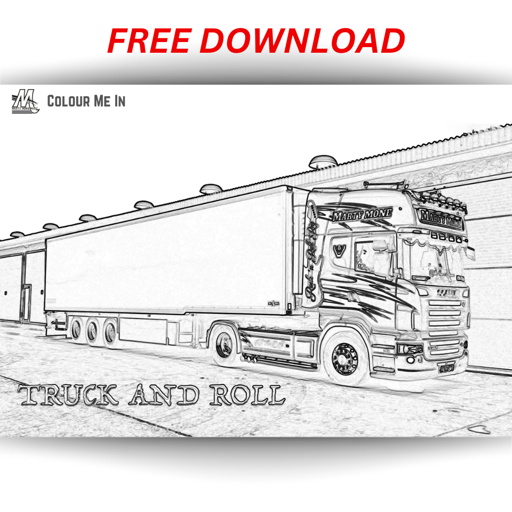 FREE DOWNLOAD - TRUCK AND ROLL COLOURING SHEET