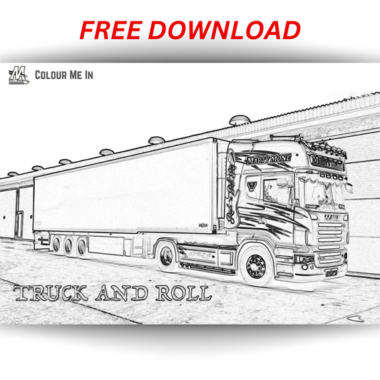 FREE DOWNLOAD - TRUCK AND ROLL COLOURING SHEET