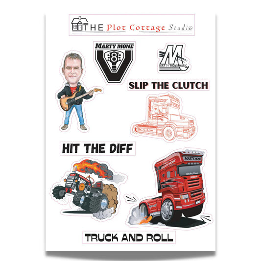 Sticker Sheet - 10 Individual Marty Mone Stickers